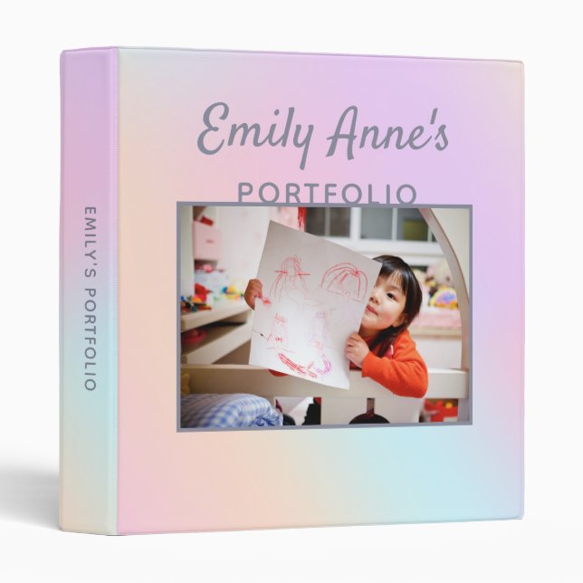 Classeur Homeschool Rainbow Unicorn Ombre Portefeuille de f (Devant/Côté)