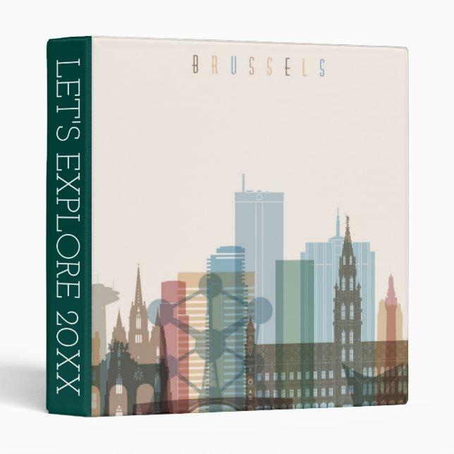 Classeur Horizon de ville de Bruxelles, Belgique | (Devant/Côté)