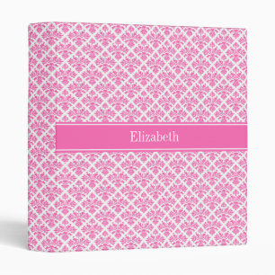 Classeur Hot Pink 2 Wht Damask #3 Hot Pink Nom Monogram