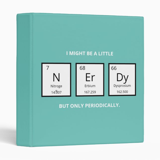 Classeur Humour de table périodique Nerdy | Funny Science P (Devant/Côté)