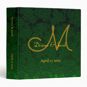 Classeur Hunter Green Gold Mariage Réception Monogramme