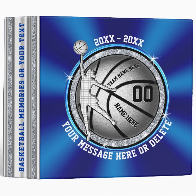 Classeur Idées de cadeau d'équipe de basket de filles, (Devant/Côté)