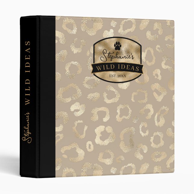 Classeur Idées sauvages Étiquette d'or Glam Leopard Spots I (Devant/Côté)