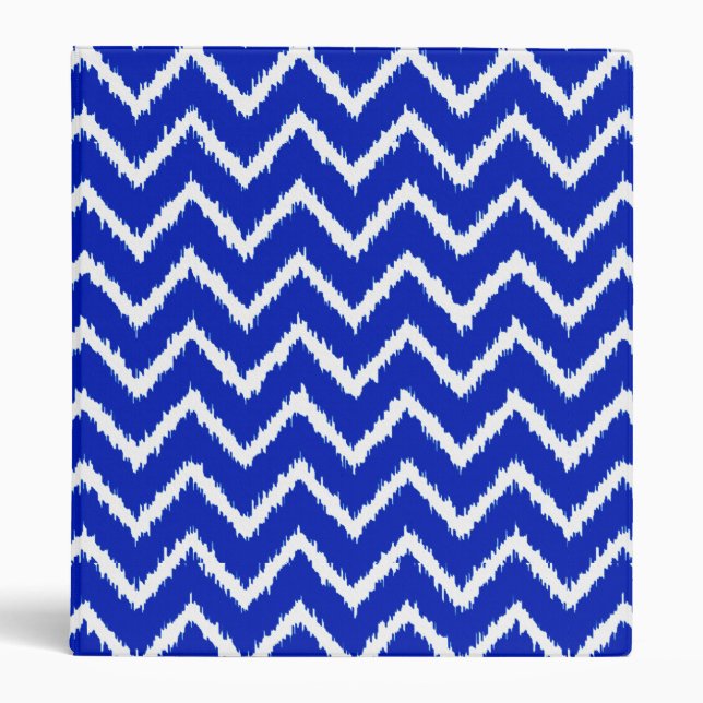 Classeur Ikat Chevrons - Cobalt bleu et blanc (Devant)