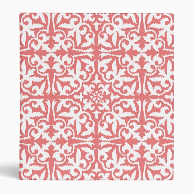 Classeur Ikat damask pattern - Coral rose et blanc (Devant)