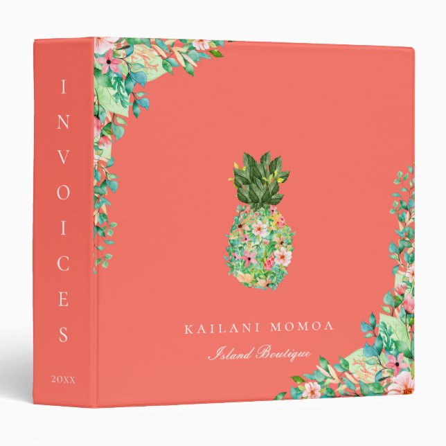 Classeur Île botanique fleur d'ananas (Devant/Côté)