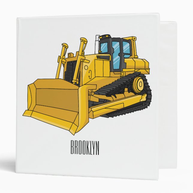 Classeur Illustration de dessin animé Bulldozer (Devant/Intérieur)