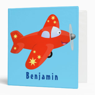 Classeur Illustration de dessin animé d'avion rouge mignon