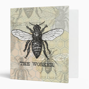 Classeur Illustration de l'abeille du travailleur vintage