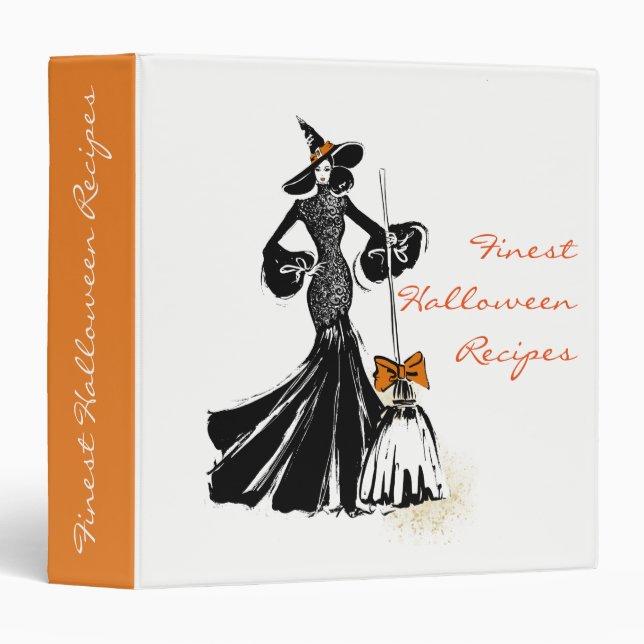 Classeur illustration de mode halloween avec balai (Devant/Côté)
