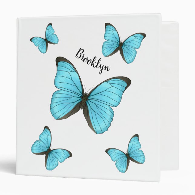 Classeur Illustration de papillons Morpho (Devant/Intérieur)