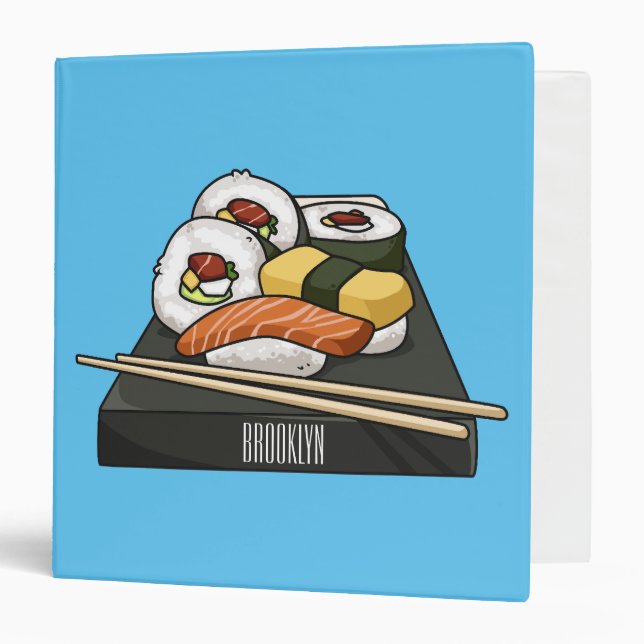 Classeur Illustration de sushi (Devant/Intérieur)