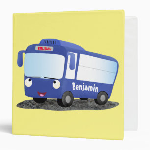 Classeur Illustration d'un bus moderne bleu mignon