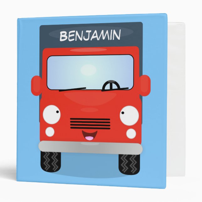 Classeur Illustration d'un camion kawaii rouge mou (Devant/Intérieur)