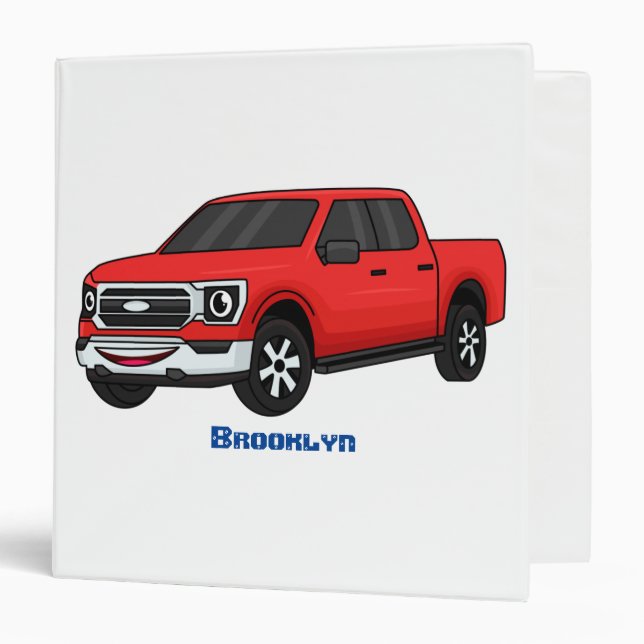 Classeur Illustration d'une camionnette rouge mou (Devant/Intérieur)