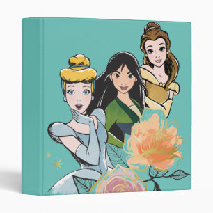 Classeur Illustration florale Cendrillon, Mulan et Belle
