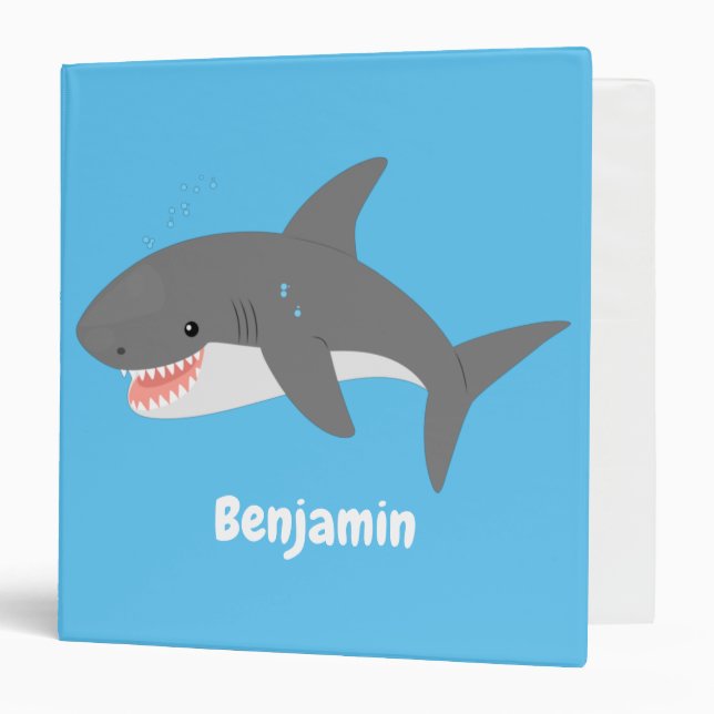 Classeur Illustration joyeuse du grand requin blanc (Devant/Intérieur)