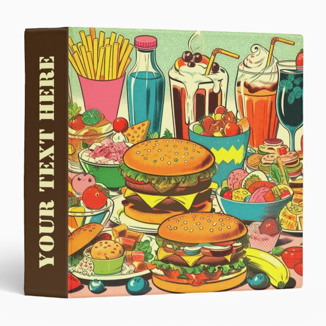 Classeur Illustration Retro Food Comic (Devant/Côté)