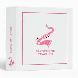 Classeur Illustration Saxophone En Parties scintillant Rose