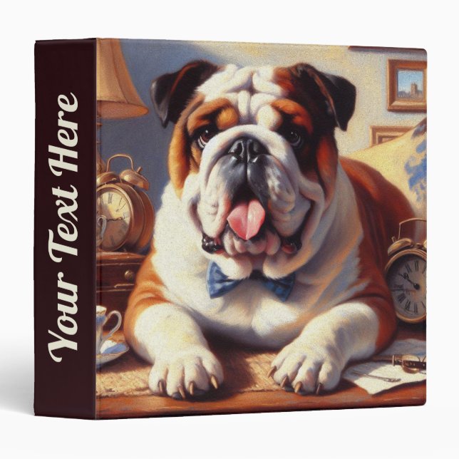 Classeur Illustration vintage de Bulldog (Devant/Côté)
