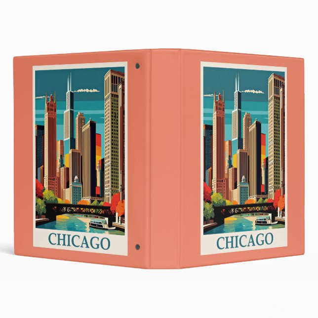 Classeur Illustration Vintage de Chicago (Arrière-plan)