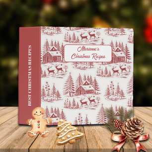 Classeur Illustration Vintage Renne et Maisons Hiver