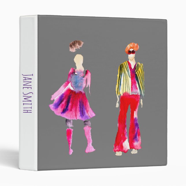 Classeur Illustrations de mode figures art aquarelle (Devant/Côté)