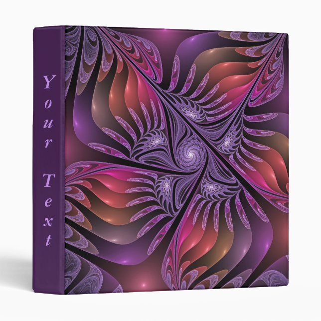 Classeur Imaginaire coloré Abstrait Art Moderne Violet Text (Devant/Côté)