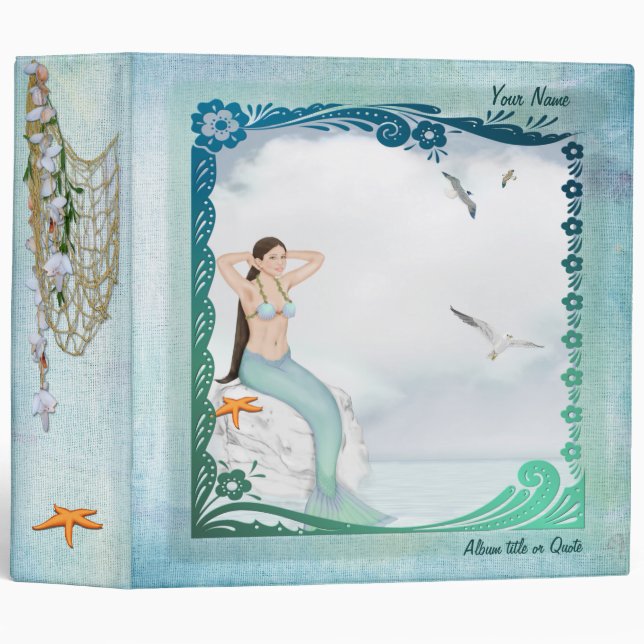 Classeur Imaginaire de sirène vert de mer (Devant/Côté)