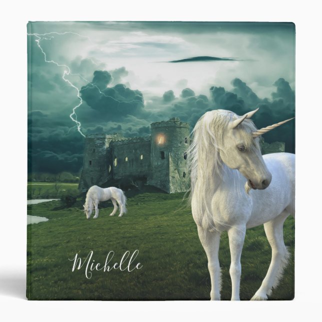 Classeur Imaginaire majestueux Château Unicorn Personnalisé (Devant)