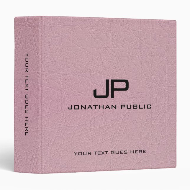 Classeur Imitation Cuir Look Moderne Élégant Monogramme (Devant/Côté)