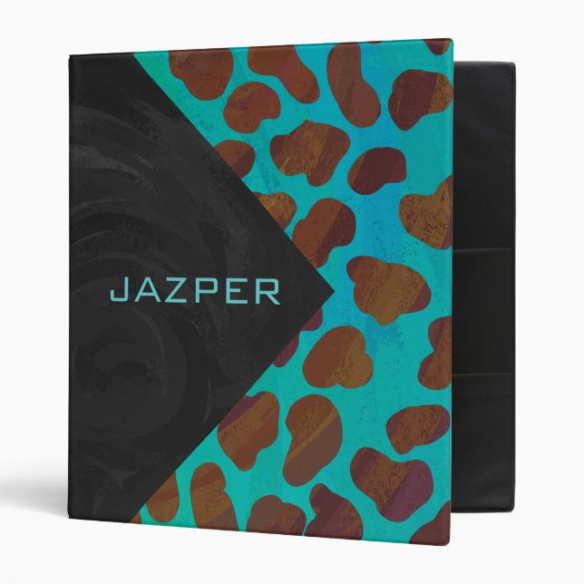 Classeur Impression Brown et Turquoise dalmate (Devant/intérieur)