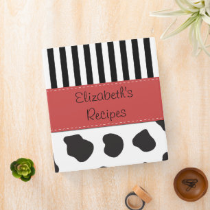 Classeur Impression de vache, Grilles, Noir et Blanc, Votre