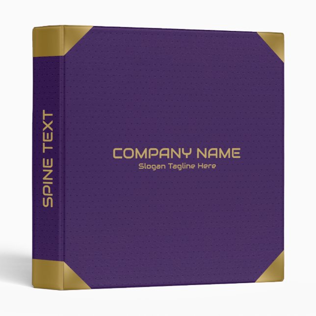 Classeur Impression d'image en cuir violet avec accents or (Devant/Côté)