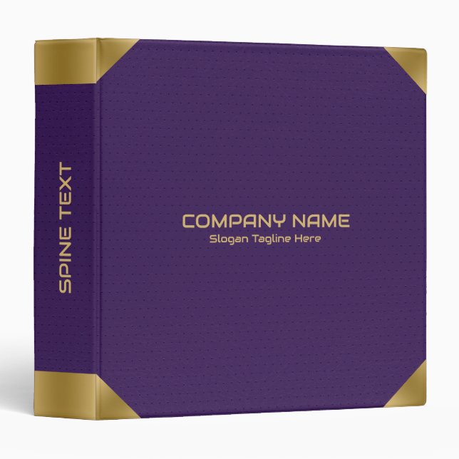 Classeur Impression d'image en cuir violet avec accents or (Devant/Côté)
