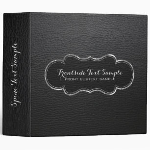 Classeur Impression en cuir noir avec accents d'argent
