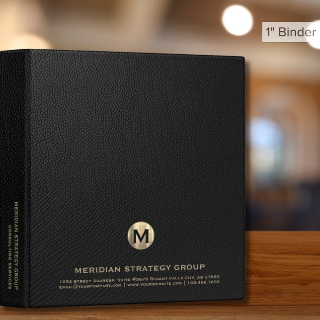 Classeur Impression en cuir noir monogramme (Créateur téléchargé)