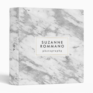 Classeur Impression en faux marbre blanc et gris