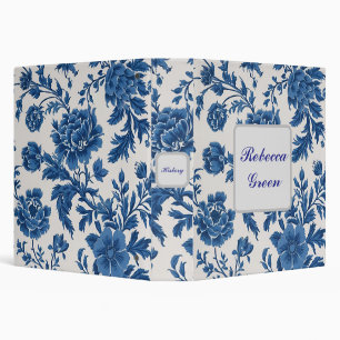 Classeur Impression florale d'inspiration victorienne bleue