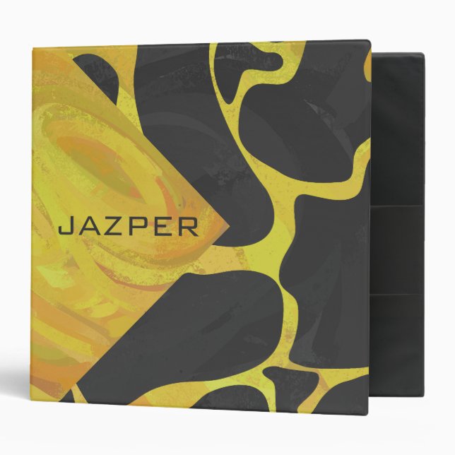 Classeur Impression Giraffe noir et jaune (Devant/intérieur)