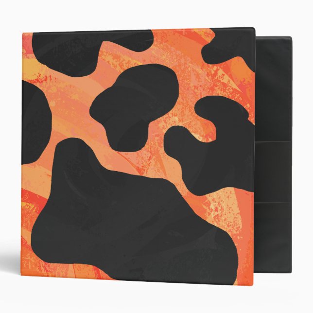 Classeur Impression noire et orange de vache (Devant/intérieur)