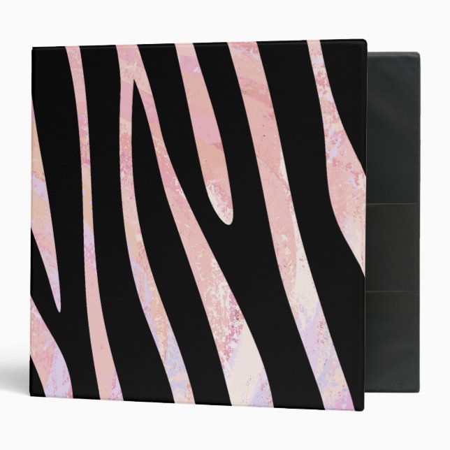 Classeur Impression noire et rose Zebra (Devant/intérieur)