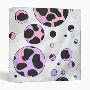 Classeur Impression pois dalmate noir et rose