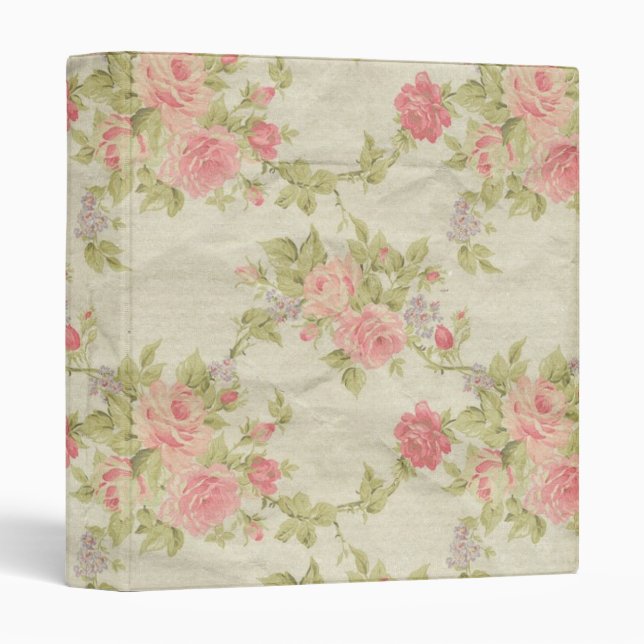 Classeur Impression Rose Vintage (Devant/Côté)