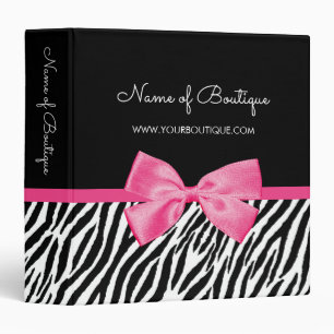 Classeur Impression Zebra À La Mode Avec Boutique Chic Bow 