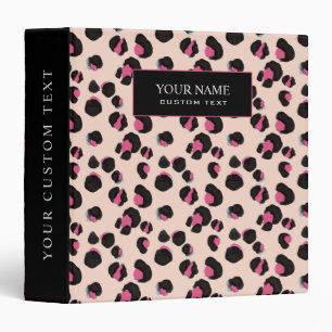 Classeur Imprimé girly rose noir blush animal léopard jungl