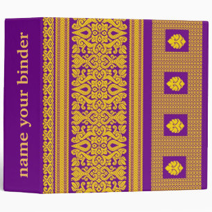 Classeur Indien Sari - pourpre et motif d'or