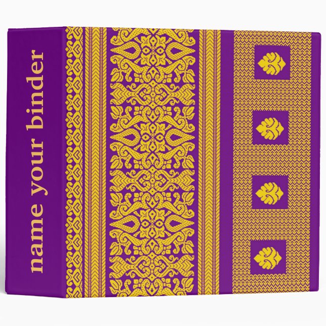 Classeur Indien Sari - pourpre et motif d'or (Devant/Côté)