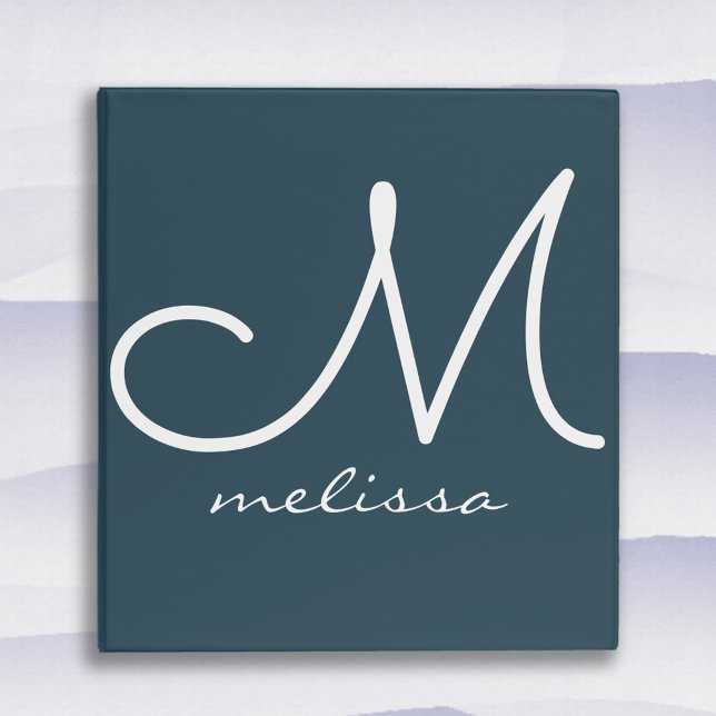 Classeur Indigo Blue 1" Capacité papier Monogramme (Créateur téléchargé)
