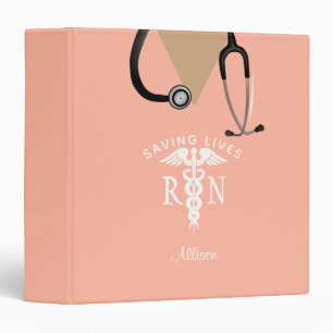 Classeur Infirmière Blush Pink Scrub Top Stethoscope Monogr
